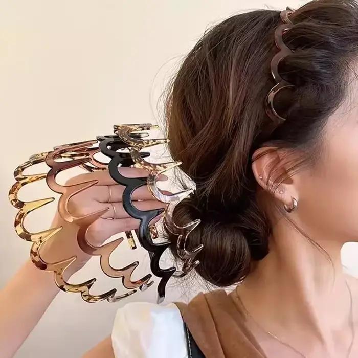 Peigne à cheveux en forme de U pour femmes coréennes, bande de sauna coordonnante, cerceaux en plast