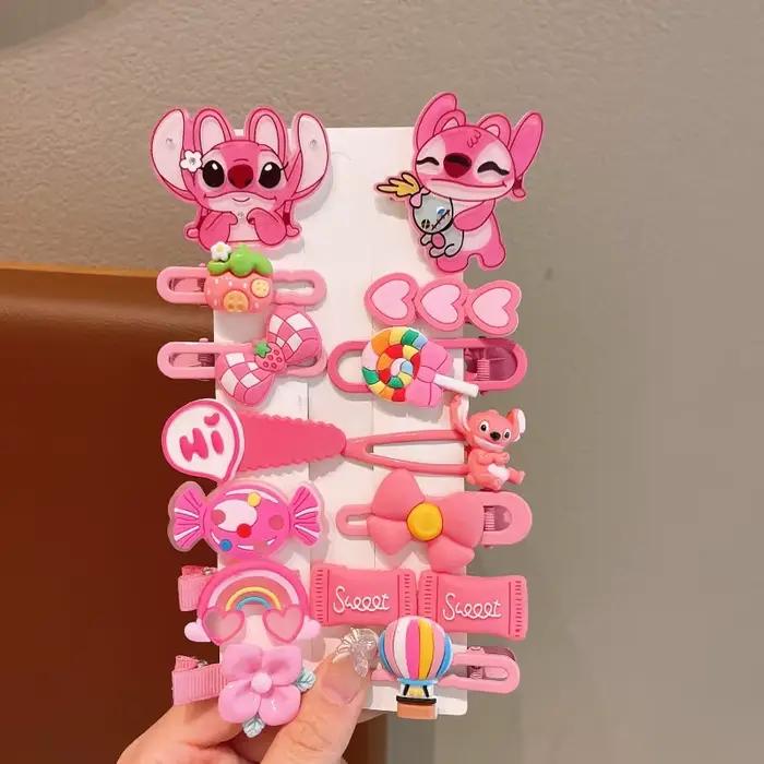 Épingle à cheveux en point de dessin animé pour bébé fille, 14 pièces, épingle à cheveux BB, frange