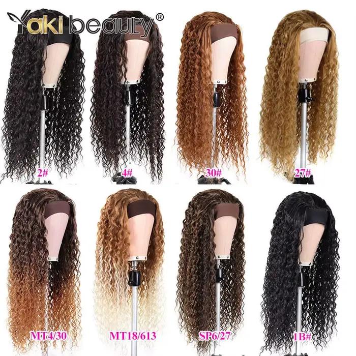 Perruques synthétiques longues et crépues bouclées, 28 pouces, bandeau de glace pour femmes noires,