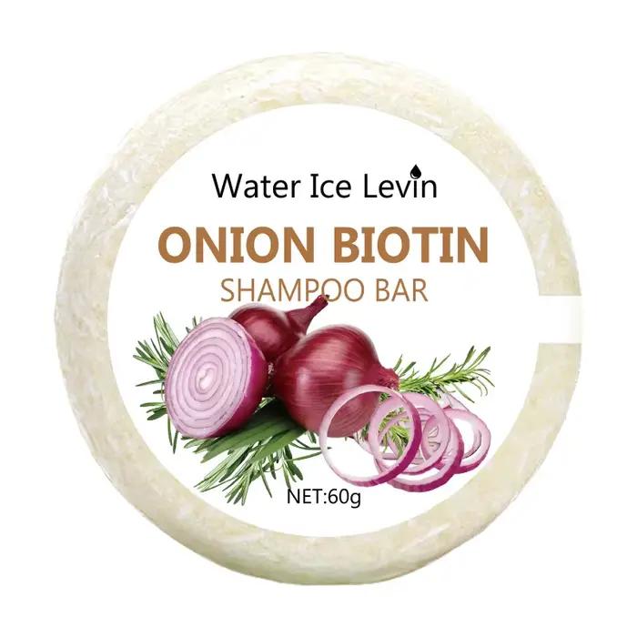 Shampooing solide à l'oignon et à la biotine - 60g, adapté à tous les types de cheveux, hydratant et