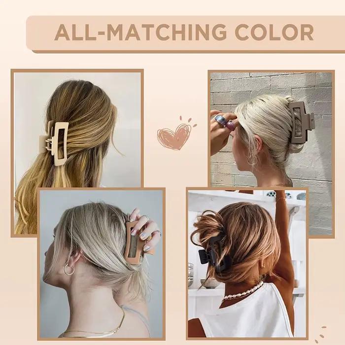 Pinces à cheveux géométriques mates vintage solides pour femmes, pour cheveux épais, maintien ferme,