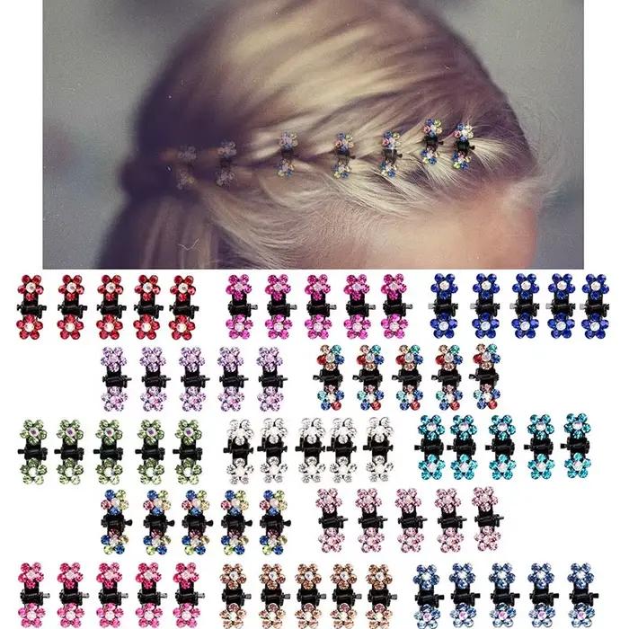 Mini pinces à cheveux en métal antidérapantes, fleurs colorées à paillettes et strass, accessoires p