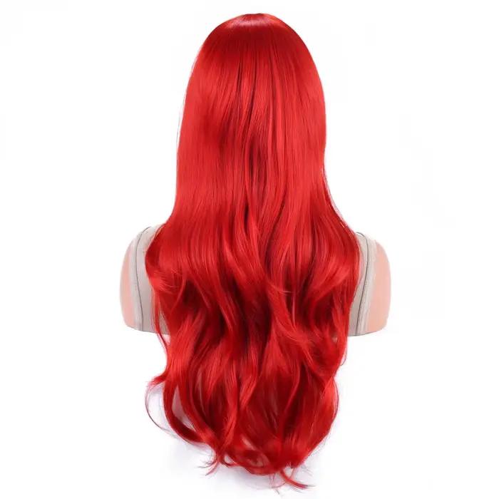 Perruque de sirène synthétique probeauty, perruque longue rouge bouclée ondulée, perruque de Costume