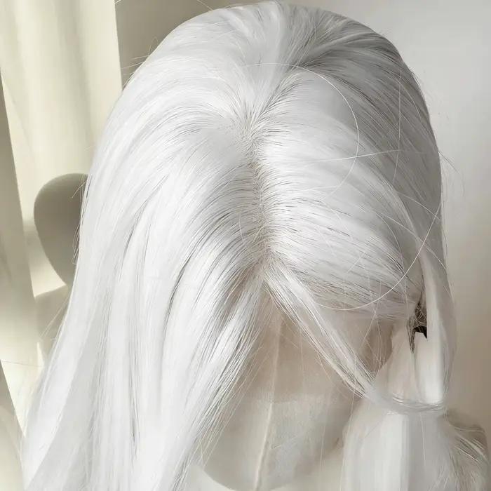 Perruque blonde claire de 28 pouces, perruques synthétiques longues et droites, fibres haute tempéra
