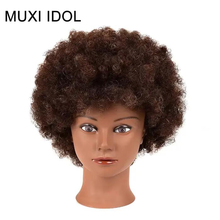 Tête de mannequin afro 100% cheveux réels, tête d'entraînement, tête de coiffure, tête de poupées tr
