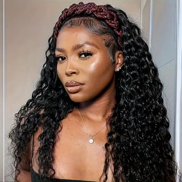 Cheveux humains 200% densité bandeau perruque perruques de cheveux humains porter et aller sans coll