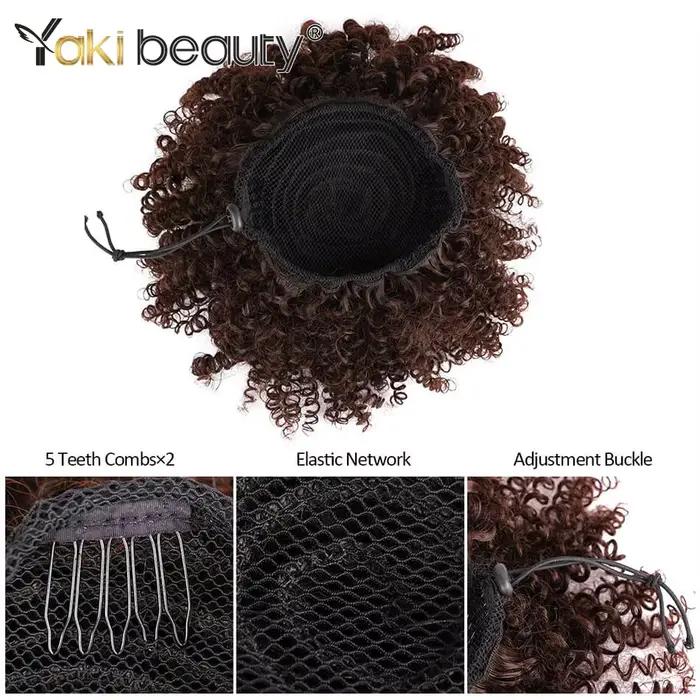 Chignon synthétique Afro bouffant bouclé 12 pouces court crépus bouclés cordon queue de cheval Exten