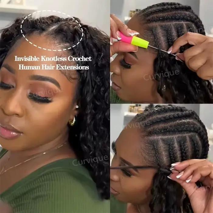 Extensions de cheveux humains bouclés au crochet, style boucles birmanes, pré-séparées, sans nœuds,