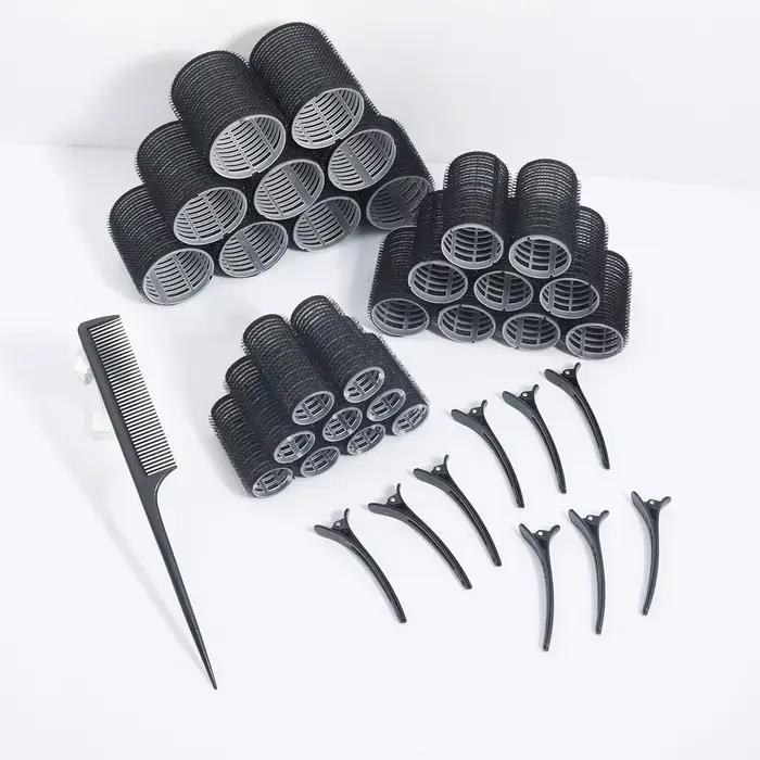Kit d'accessoires pour cheveux, 19 pièces, bigoudi sans chaleur, pince à bec de canard, peigne à den