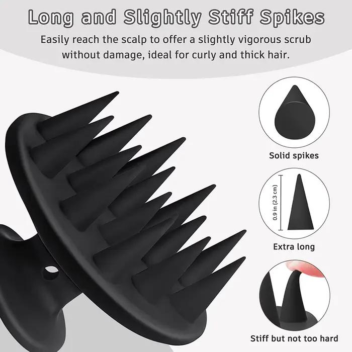 Brosse à shampoing en Silicone, masseur de cuir chevelu, pointes longues et rigides pour cheveux lon