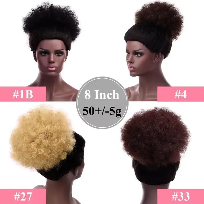 Grande queue de cheval synthétique Afro bouffante avec cordon de serrage, postiche crépue bouclée av