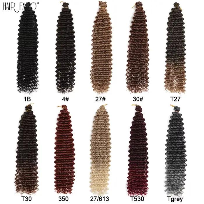 Extension Capillaire Synthétique Tressée au Crochet, Boucles Afro, Vague Profonde, Vague d'Eau, Vagu