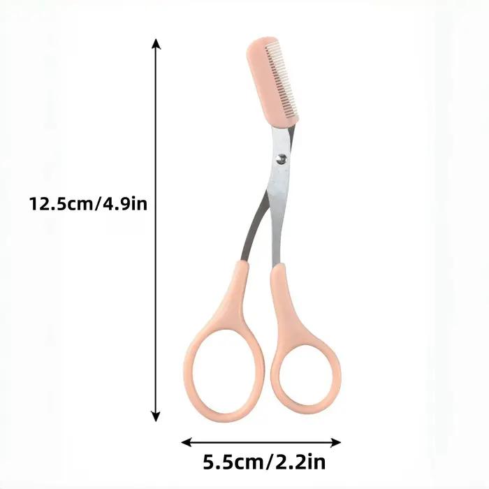 Ciseaux de coupe de sourcils roses avec peigne intégré - acier inoxydable, outil de toilettage préci