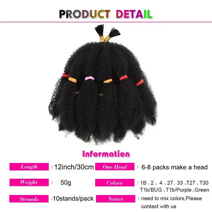 Afro crépus cheveux 12 pouces synthétique pré étiré Afro crépus torsion cheveux Afro tressage cheveu