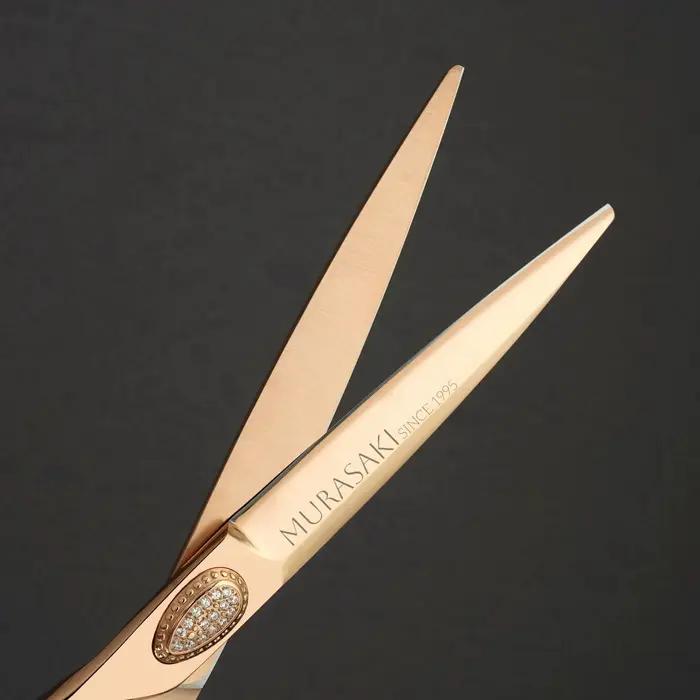 Ciseaux à main gauche MURASAKI 6.0-7.0 pouces, revêtement or Rose, cisailles de barbier en acier mét