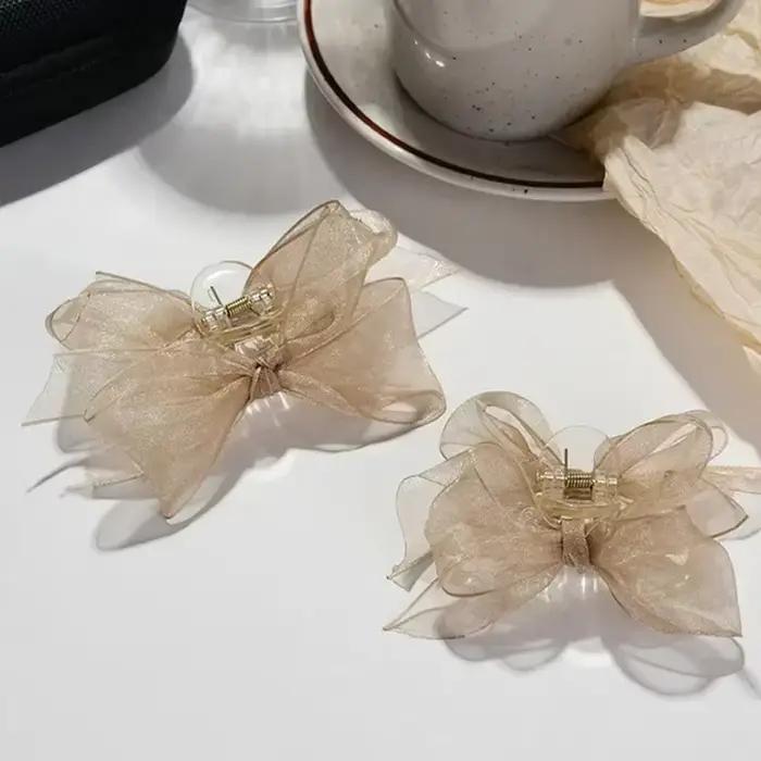 Pince à cheveux en maille avec nœud papillon noir mat, 2 pièces, petite épingle à cheveux pour fille