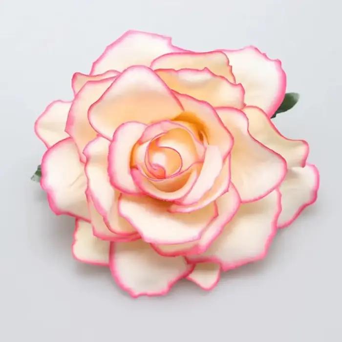 Pince à cheveux en tissu floqué Rose Rouge Flamenco, Coiffe florale faite main DIY, Accessoires de c