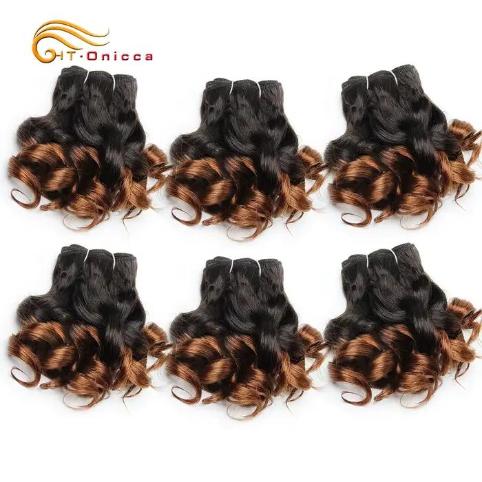Tissage en lot brésilien bouclé ombré, boucles Opran rebondissantes, extensions de cheveux courts, 8