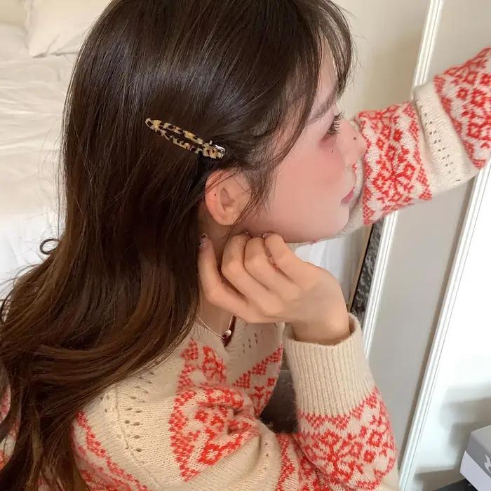 Pinces à cheveux en acétate, Barrettes géométriques ovales creuses, épingles latérales, épingle à ch