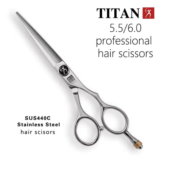 Titan-Ciseaux à cheveux professionnels, 5.5 ", 6.0", ciseaux de barbier, ciseaux à effiler