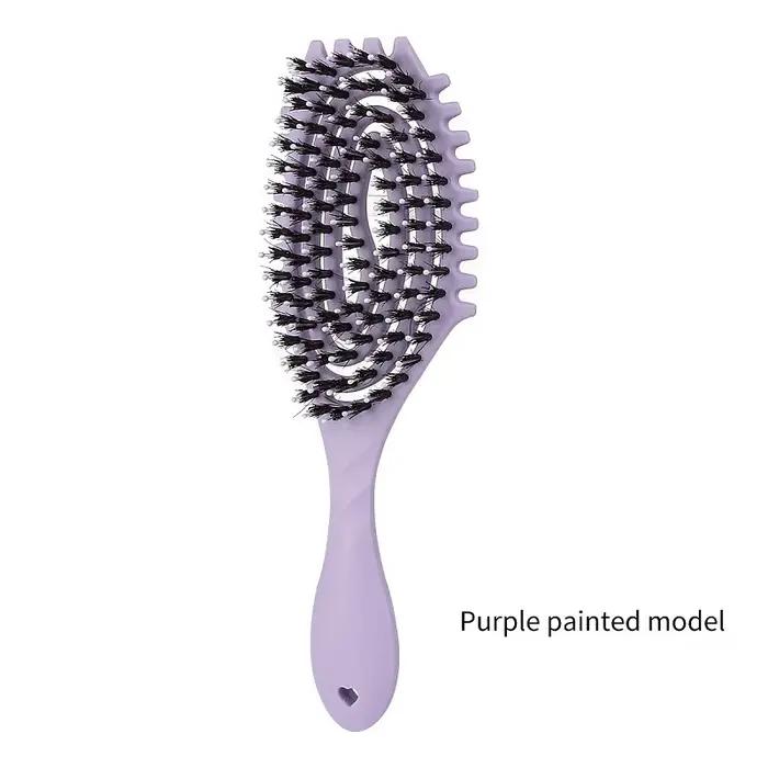Brosse à cheveux démêlante en poils de sanglier, peigne à cheveux, brosse à cheveux creuse, peigne à
