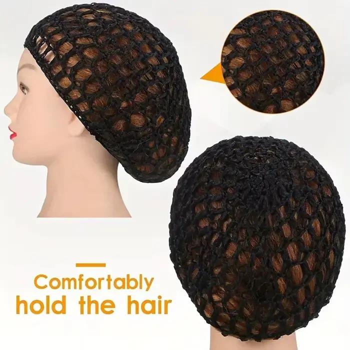 Bonnet de couchage pour usage quotidien, filet à cheveux en maille noire au Crochet, bonnet de soins