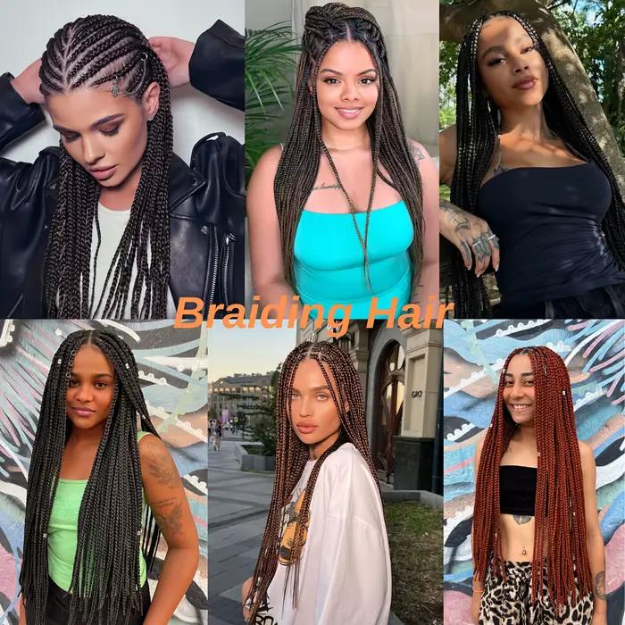 6 tresses Boho 24" | Marron ombré | Synthétique pré-étiré | Longues ondulées, brillantes | V