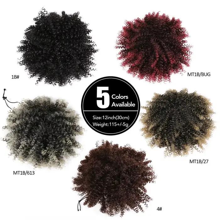 Chignon synthétique Afro bouffant bouclé 12 pouces court crépus bouclés cordon queue de cheval Exten
