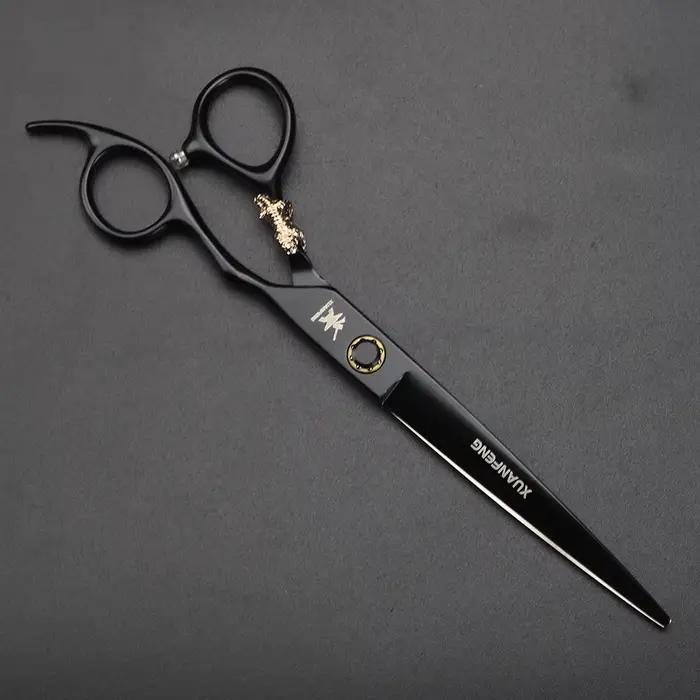 Ciseaux de coiffure XUANTENG de 7 pouces, noirs, avec système à roulement, ciseaux de barbier