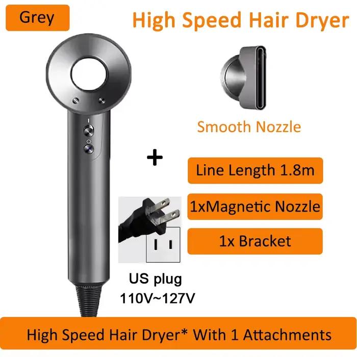 Sèche-cheveux professionnel 7 en 1 avec fonction air chaud et froid, ions négatifs, séchage rapide,