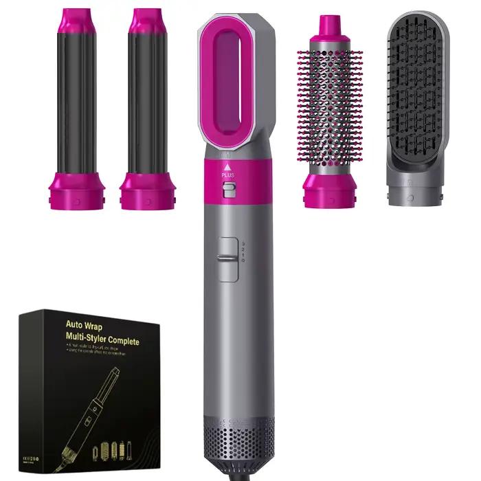 Brosse Soufflante Chauffante 5-en-1 avec Fer à Boucler Électrique et Séchoir à Cheveux, Rouleaux de