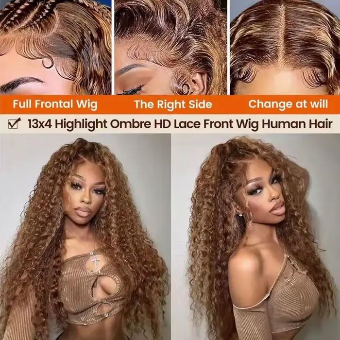 250% densité mettre en évidence coloré 13x4 dentelle frontale perruque de cheveux humains brésilien
