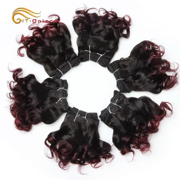 Tissage en lot brésilien bouclé ombré, boucles Opran rebondissantes, extensions de cheveux courts, 8