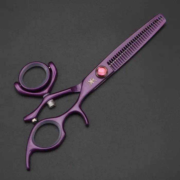 XUANTENG Ciseaux à cheveux professionnels à poignée unique violette, ciseaux de coupe de barbier et