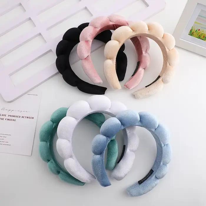Bandeau de cheveux en velours, tête de mort haute, éponge supérieure, pâte frite, torsades, fouet ha