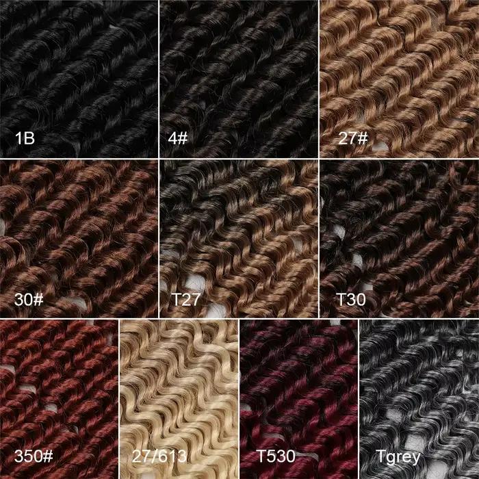 Extension Capillaire Synthétique Tressée au Crochet, Boucles Afro, Vague Profonde, Vague d'Eau, Vagu