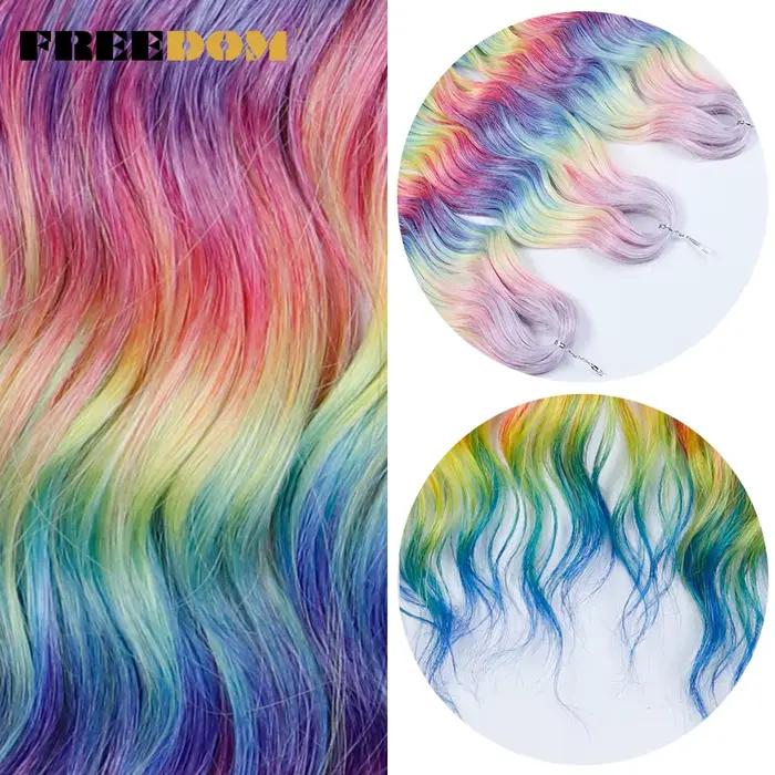 FREEDOM Extensions de cheveux tressés synthétiques naturel lâche profond ondulé 24 pouces longue tre