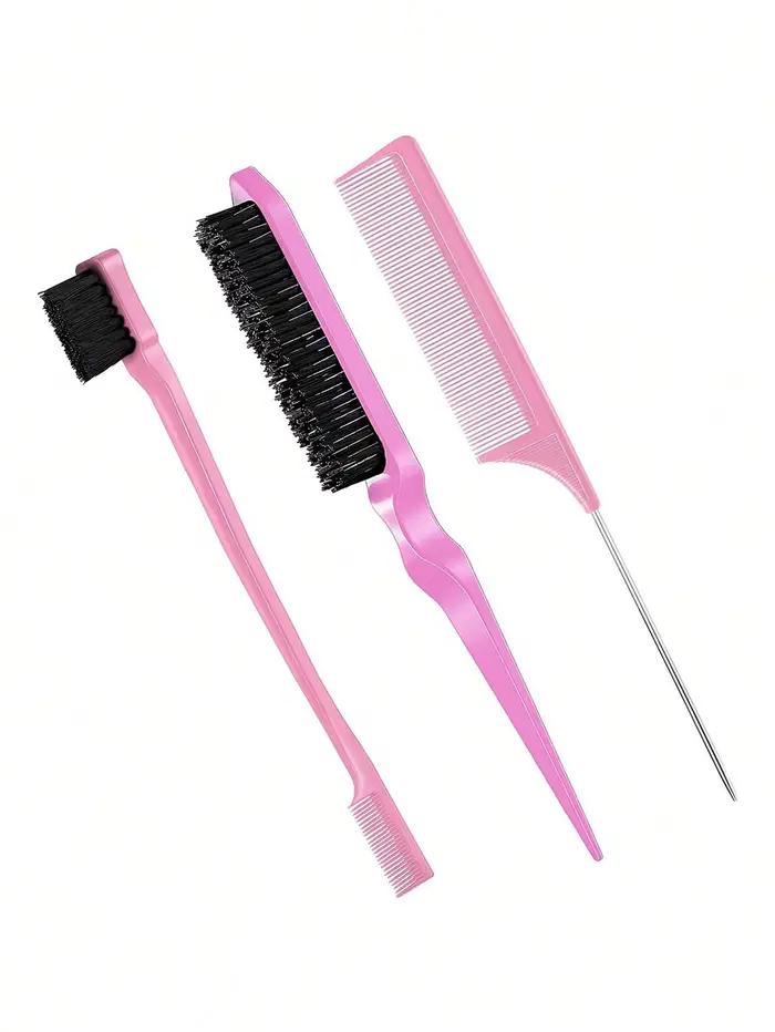Ensemble de peignes de coiffure avec brosse à cheveux triple déchirures, brosse de bord de peigne à