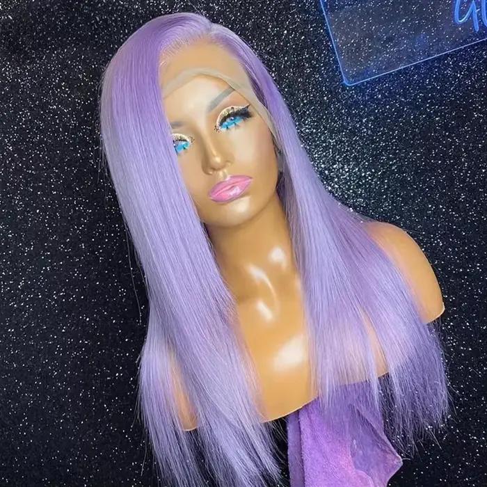 13x6 violet dentelle avant perruque de cheveux humains brésilien 613 Blonde rose gris dentelle front