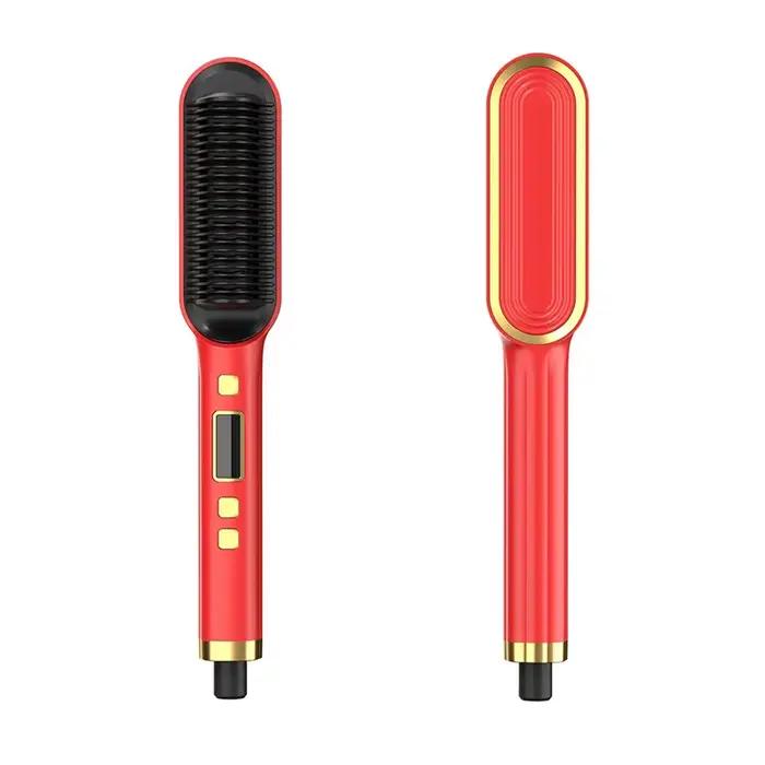 Brosse lissante professionnelle pour cheveux, fer à lisser, peigne lissant LCD, peigne pour cheveux