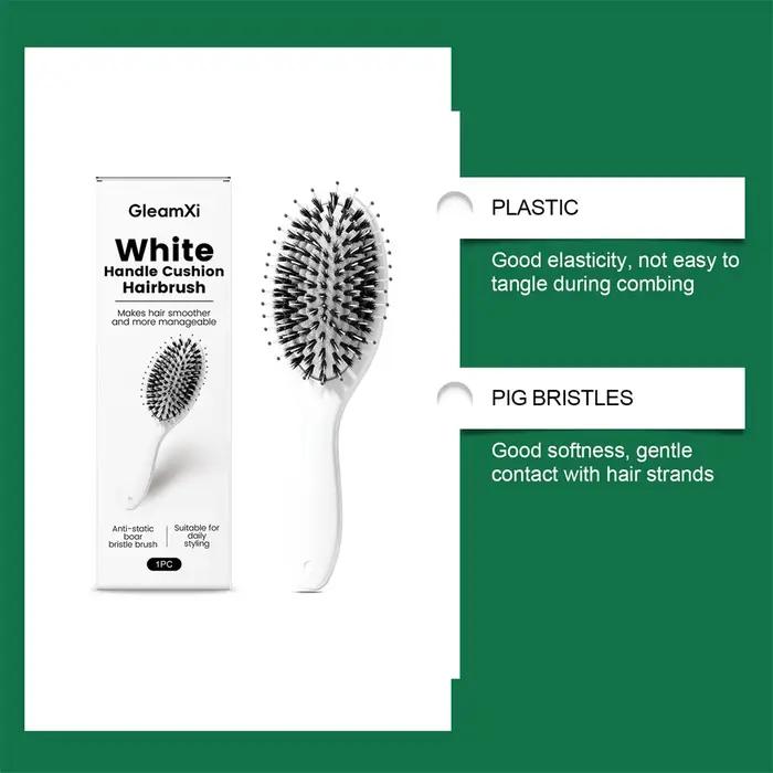 Brosse à cheveux coussin pour femmes, brosse en poils de sanglier blancs, brosses démêlantes, cheveu