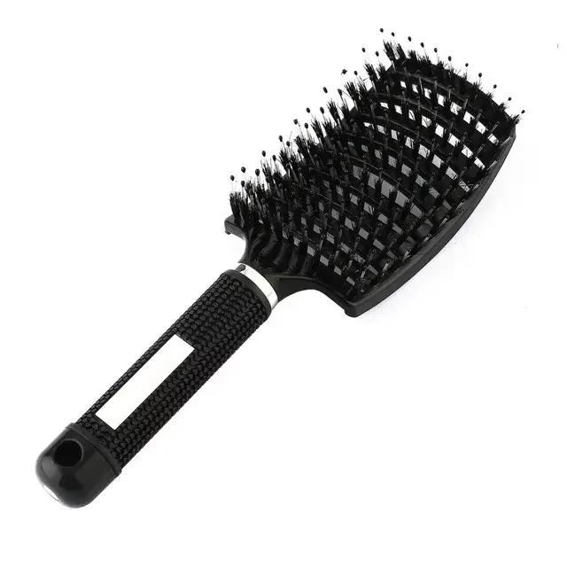 Brosse à cheveux professionnelle en poils de sanglier incurvés, démêlante, peigne de Massage de la t