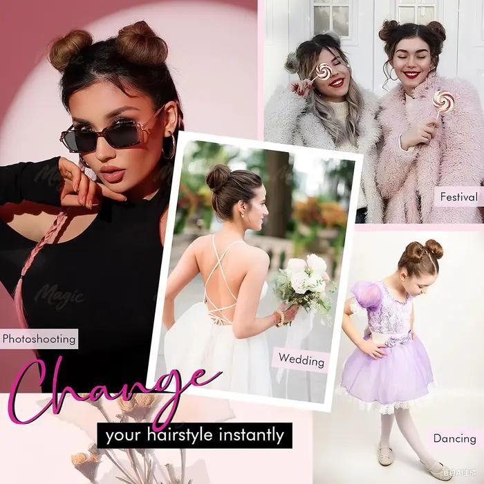 Chignon en Fiber synthétique haute température, quatre couleurs en vente, accessoire pour cheveux po