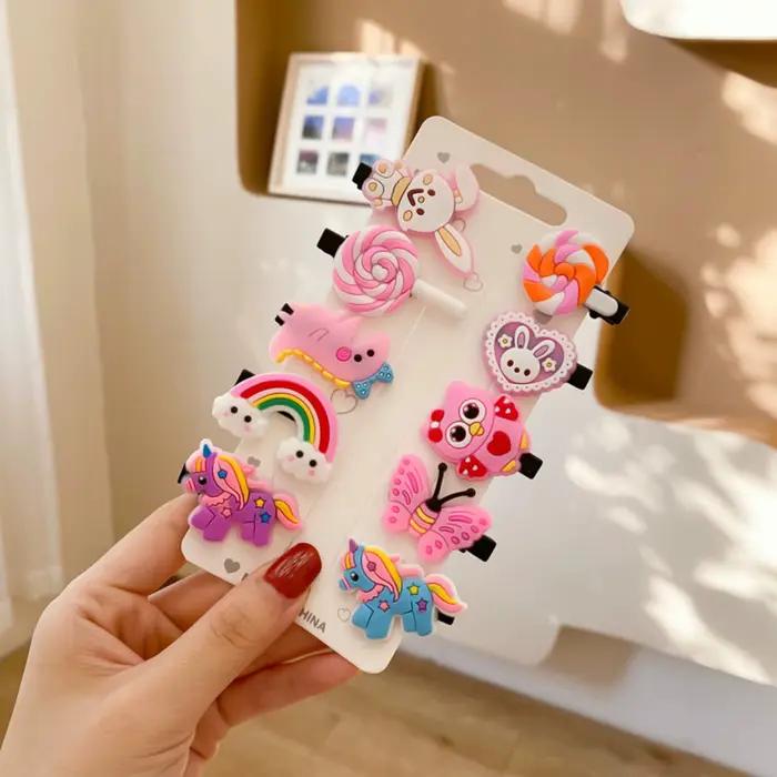 Pinces à cheveux licorne de dessin animé pour filles, jolies épingles à cheveux pour enfants, bandea