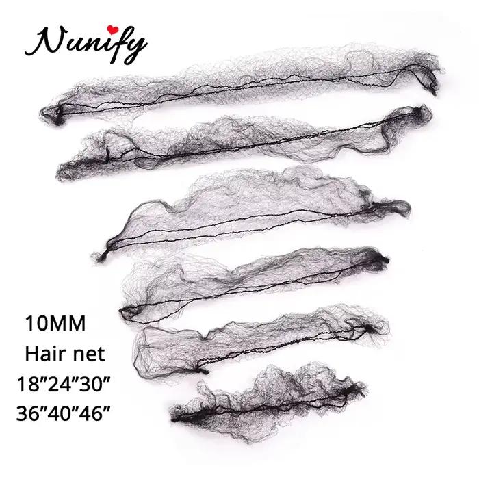 20 pièces/lot filets à cheveux Invisible bord élastique maille longue 36 pouces noir court 18 pouces