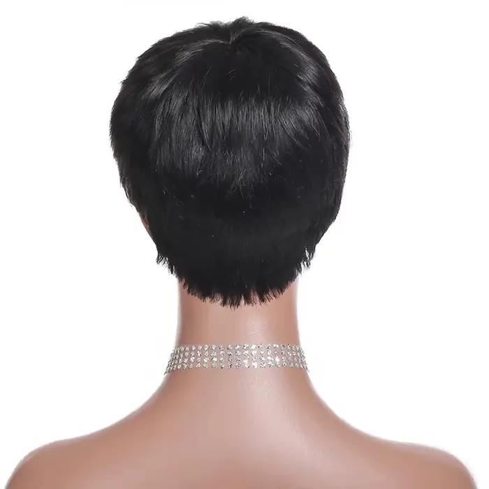 Perruque Bob courte perruques de cheveux humains droites avec frange perruques avant sans dentelle p