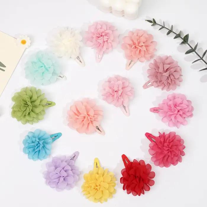 6 pinces à cheveux antidérapantes en forme de fleur en mousseline de soie, accessoires pour cheveux