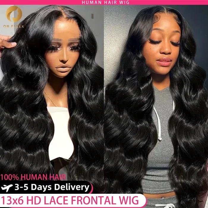 30 40 pouces vague de corps perruques de cheveux humains 13x6 Hd dentelle avant perruque cheveux hum
