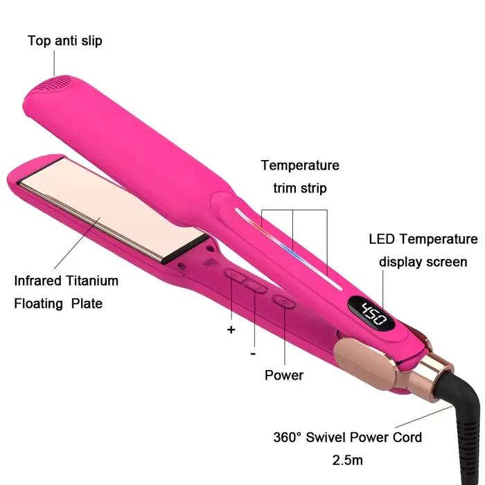Lisseur de cheveux infrarouge 450 ℉ Lisseur à cheveux en titane, chauffe rapidement en 30 secondes