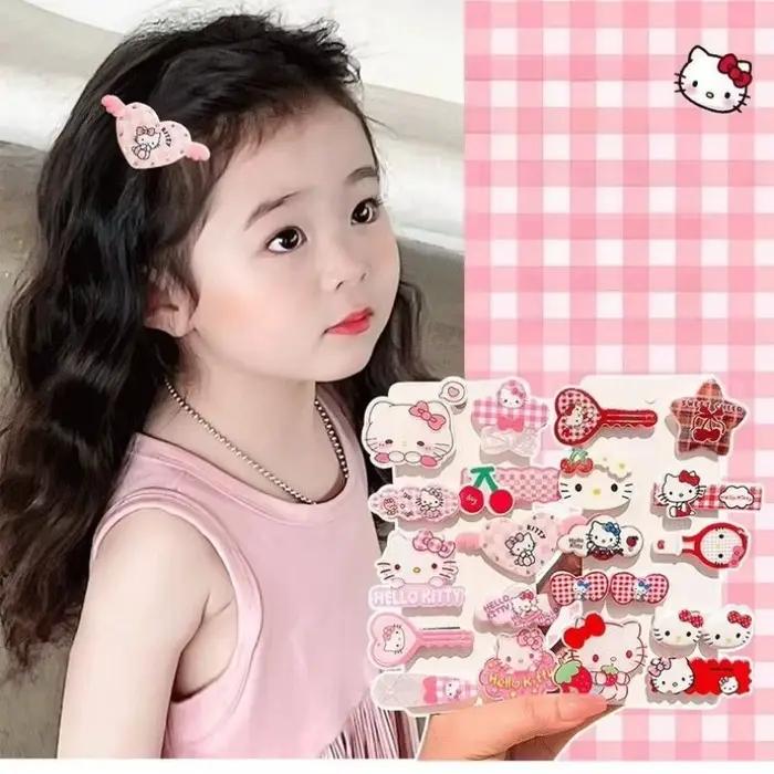 Mesuca 10 pièces Sanrio Hello Kitty mignon pince à cheveux chapeaux filles Anime dessin animé mode é